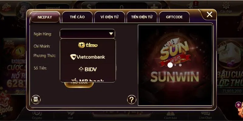 Hướng dẫn nạp tiền Sunwin bằng thẻ cào điện thoại
