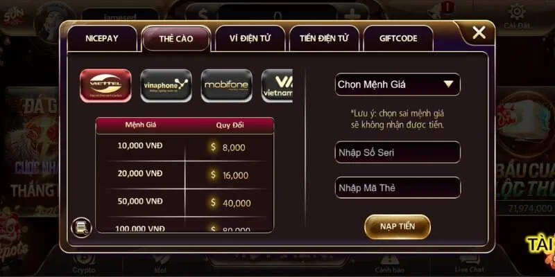 Những lưu ý quan trọng khi nạp tiền tại Sunwin